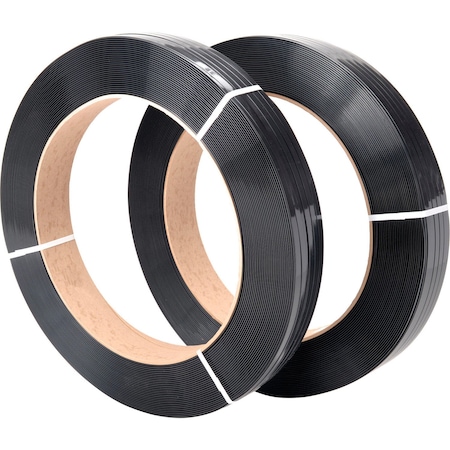 Global Industrial Polyester Strapping, 1/2W x 3250'L x 0.028 Thick, Black 422828